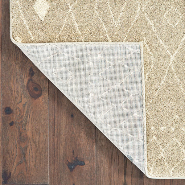 HomeRoots 8' Sand and Ivory Geometric Runner Rug – Stylish, Durable, Perfect for High-Traffic Areas and Entryways 2'3" x 7'6" 508720