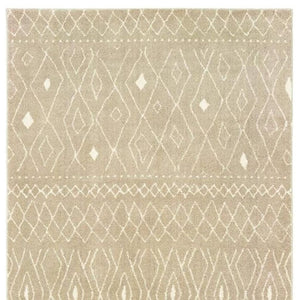 HomeRoots 8' Sand and Ivory Geometric Runner Rug – Stylish, Durable, Perfect for High-Traffic Areas and Entryways 2'3" x 7'6" 508720