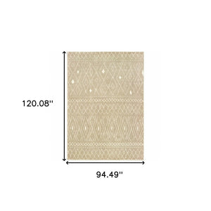HomeRoots 8' Sand and Ivory Geometric Runner Rug – Stylish, Durable, Perfect for High-Traffic Areas and Entryways 8' X 10' 508725