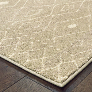 HomeRoots 8' Sand and Ivory Geometric Runner Rug – Stylish, Durable, Perfect for High-Traffic Areas and Entryways 10' X 13' 508726