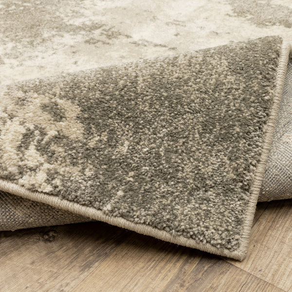 HomeRoots 2' Contemporary Beige and Grey Abstract Power Loom Runner Rug - Stain Resistant for High Traffic Areas 2'3" x 7'6" 508727