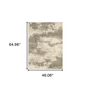 HomeRoots 2' Contemporary Beige and Grey Abstract Power Loom Runner Rug - Stain Resistant for High Traffic Areas 4' X 6' 508729