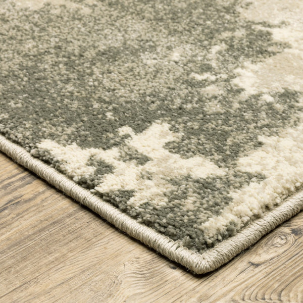 HomeRoots 2' Contemporary Beige and Grey Abstract Power Loom Runner Rug - Stain Resistant for High Traffic Areas 4' X 6' 508729