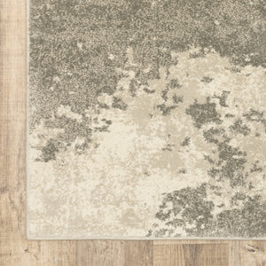 HomeRoots 2' Contemporary Beige and Grey Abstract Power Loom Runner Rug - Stain Resistant for High Traffic Areas 5' X 7' 508730