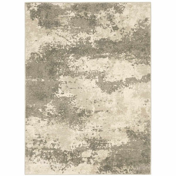 HomeRoots 2' Contemporary Beige and Grey Abstract Power Loom Runner Rug - Stain Resistant for High Traffic Areas 7' X 9' 508731
