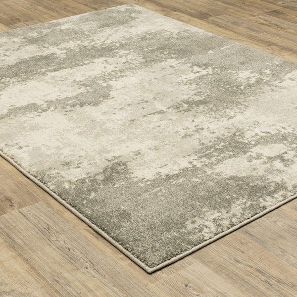 HomeRoots 2' Contemporary Beige and Grey Abstract Power Loom Runner Rug - Stain Resistant for High Traffic Areas 7' X 9' 508731