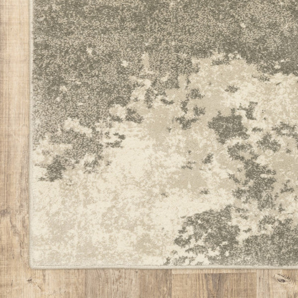 HomeRoots 2' Contemporary Beige and Grey Abstract Power Loom Runner Rug - Stain Resistant for High Traffic Areas 7' X 9' 508731