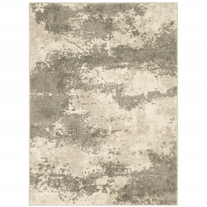HomeRoots 2' Contemporary Beige and Grey Abstract Power Loom Runner Rug - Stain Resistant for High Traffic Areas 8' X 10' 508732