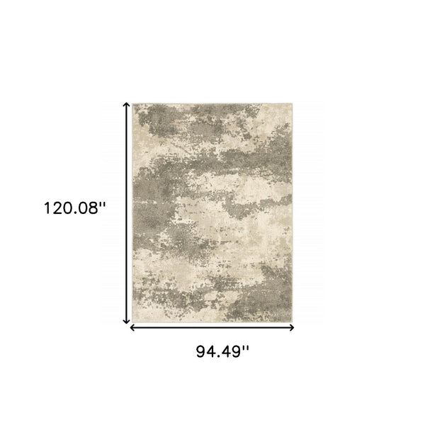 HomeRoots 2' Contemporary Beige and Grey Abstract Power Loom Runner Rug - Stain Resistant for High Traffic Areas 8' X 10' 508732
