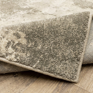 HomeRoots 2' Contemporary Beige and Grey Abstract Power Loom Runner Rug - Stain Resistant for High Traffic Areas 8' X 10' 508732