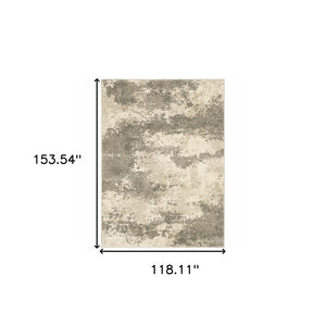 HomeRoots 2' Contemporary Beige and Grey Abstract Power Loom Runner Rug - Stain Resistant for High Traffic Areas 10' X 13' 508733