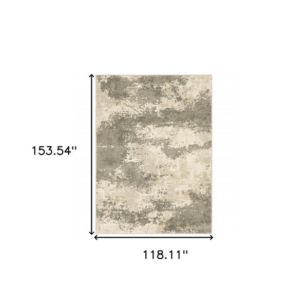 HomeRoots 2' Contemporary Beige and Grey Abstract Power Loom Runner Rug - Stain Resistant for High Traffic Areas 10' X 13' 508733