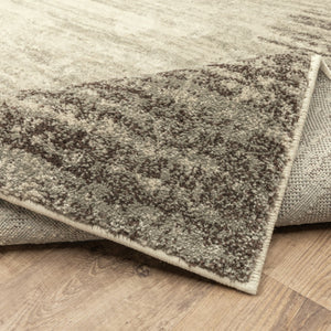 HomeRoots 2' Beige and Grey Abstract Power Loom Runner Rug – Durable, Stain-Resistant for High-Traffic Areas 2'3" x 7'6" 508734