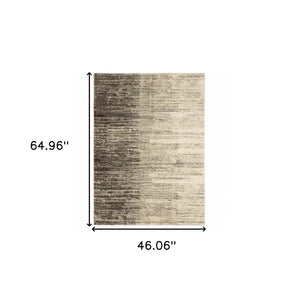 HomeRoots 2' Beige and Grey Abstract Power Loom Runner Rug – Durable, Stain-Resistant for High-Traffic Areas 4' X 6' 508736