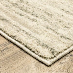 HomeRoots 2' Beige and Grey Abstract Power Loom Runner Rug – Durable, Stain-Resistant for High-Traffic Areas 5' X 7' 508737