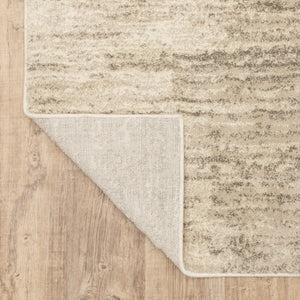 HomeRoots 2' Beige and Grey Abstract Power Loom Runner Rug – Durable, Stain-Resistant for High-Traffic Areas 5' X 7' 508737