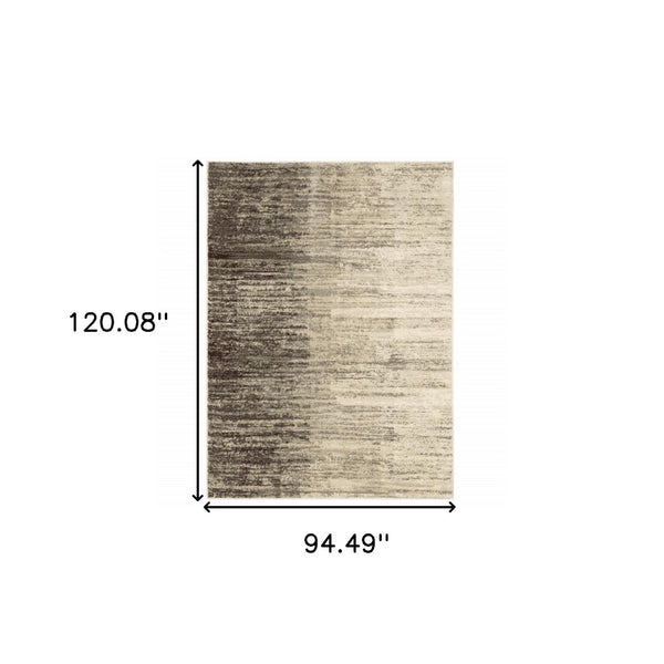 HomeRoots 2' Beige and Grey Abstract Power Loom Runner Rug – Durable, Stain-Resistant for High-Traffic Areas 8' X 10' 508739