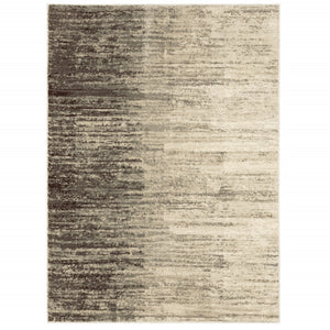 HomeRoots 2' Beige and Grey Abstract Power Loom Runner Rug – Durable, Stain-Resistant for High-Traffic Areas 10' X 13' 508740