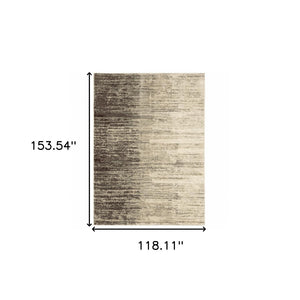HomeRoots 2' Beige and Grey Abstract Power Loom Runner Rug – Durable, Stain-Resistant for High-Traffic Areas 10' X 13' 508740