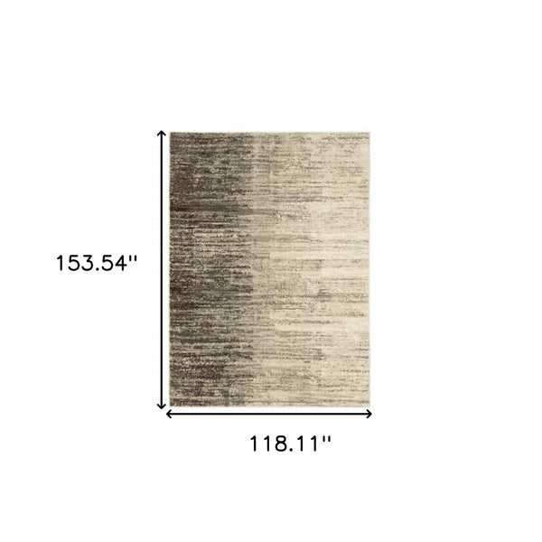 HomeRoots 2' Beige and Grey Abstract Power Loom Runner Rug – Durable, Stain-Resistant for High-Traffic Areas 10' X 13' 508740