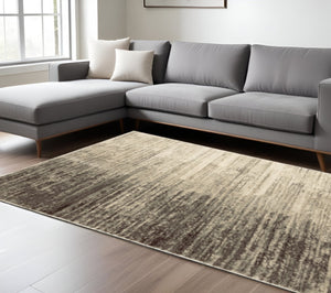 HomeRoots 2' Beige and Grey Abstract Power Loom Runner Rug – Durable, Stain-Resistant for High-Traffic Areas 10' X 13' 508740