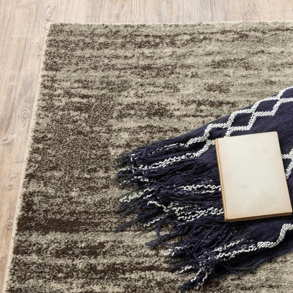 HomeRoots 2' Beige and Grey Abstract Power Loom Runner Rug – Durable, Stain-Resistant for High-Traffic Areas 10' X 13' 508740