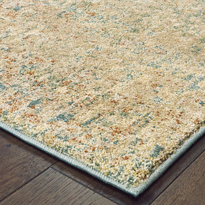 Homeroots 10' X 13' Foam Blue Pumpkin And Golden Yellow Abstract Power Loom Stain Resistant Area Rug  Polypropylene 508747