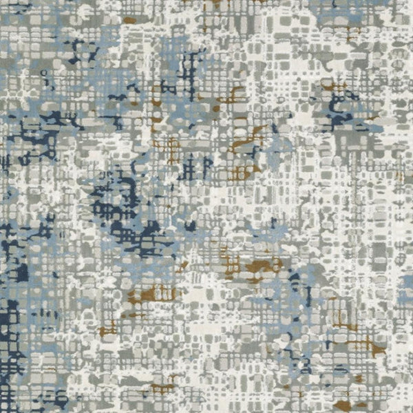 HomeRoots 2' Abstract Power Loom Runner Rug in Blue, Ivory, Grey, and Beige – Stain Resistant & Durable Design 2'3" x 7'6" 508748