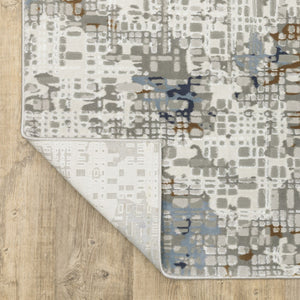 HomeRoots 2' Abstract Power Loom Runner Rug in Blue, Ivory, Grey, and Beige – Stain Resistant & Durable Design 2'3" x 7'6" 508748