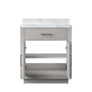 English Elm White Oak Single-Sink Vanity With Luxurious Carrara Marble Top – Compact, Stylish, Durable Design B2731P257660-GIGA