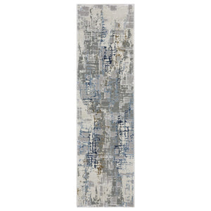 HomeRoots 2' Abstract Power Loom Runner Rug - Stain Resistant, Durable, Modern Design for High-Traffic Areas 2'3" x 7'6" 508768