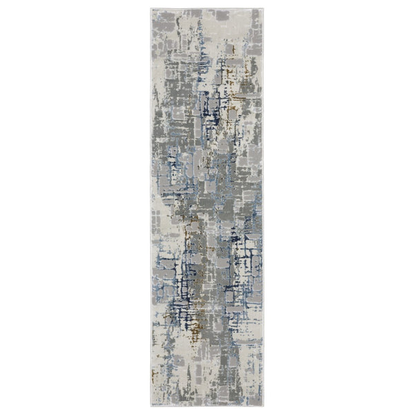 HomeRoots 2' Abstract Power Loom Runner Rug - Stain Resistant, Durable, Modern Design for High-Traffic Areas 2'3" x 7'6" 508768