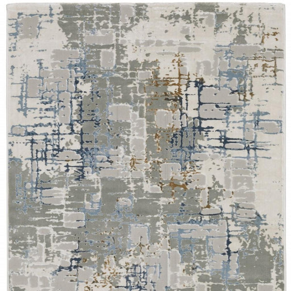 HomeRoots 2' Abstract Power Loom Runner Rug - Stain Resistant, Durable, Modern Design for High-Traffic Areas 2'3" x 7'6" 508768
