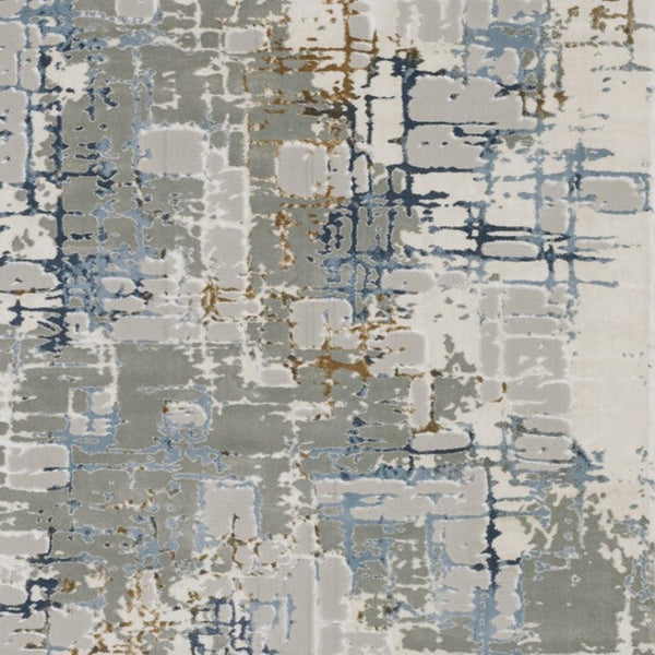 HomeRoots 2' Abstract Power Loom Runner Rug - Stain Resistant, Durable, Modern Design for High-Traffic Areas 2'3" x 7'6" 508768