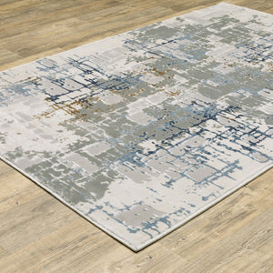 HomeRoots 2' Abstract Power Loom Runner Rug - Stain Resistant, Durable, Modern Design for High-Traffic Areas 3' x 5' 508769