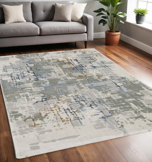 HomeRoots 2' Abstract Power Loom Runner Rug - Stain Resistant, Durable, Modern Design for High-Traffic Areas 5' X 8' 508770