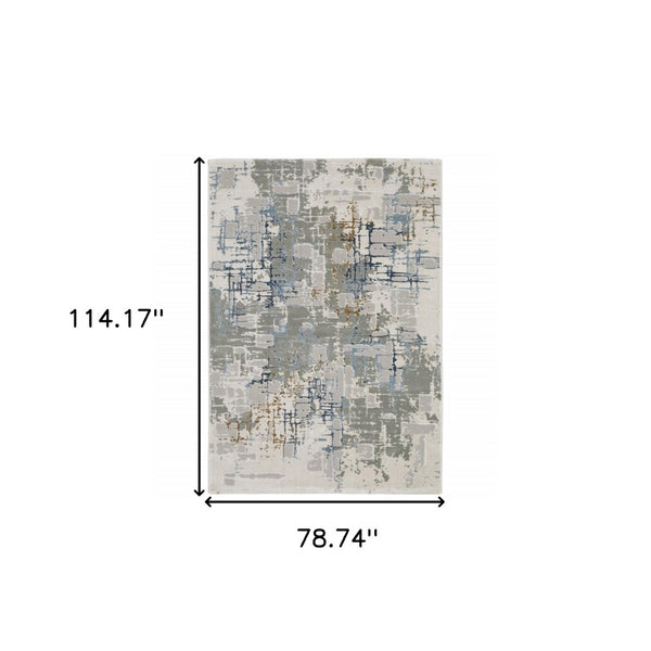 HomeRoots 2' Abstract Power Loom Runner Rug - Stain Resistant, Durable, Modern Design for High-Traffic Areas 7' X 10' 508771