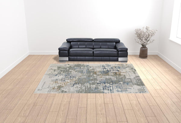 HomeRoots 2' Abstract Power Loom Runner Rug - Stain Resistant, Durable, Modern Design for High-Traffic Areas 9'10" x 12'10" 508772