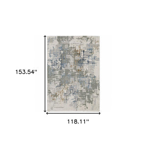 HomeRoots 2' Abstract Power Loom Runner Rug - Stain Resistant, Durable, Modern Design for High-Traffic Areas 9'10" x 12'10" 508772