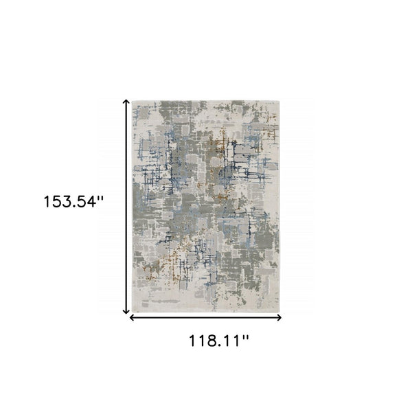 HomeRoots 2' Abstract Power Loom Runner Rug - Stain Resistant, Durable, Modern Design for High-Traffic Areas 9'10" x 12'10" 508772