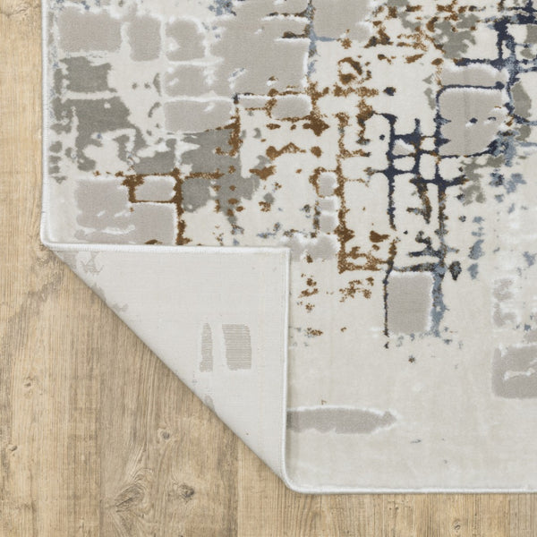 HomeRoots 2' Abstract Power Loom Runner Rug - Stain Resistant, Durable, Modern Design for High-Traffic Areas 9'10" x 12'10" 508772