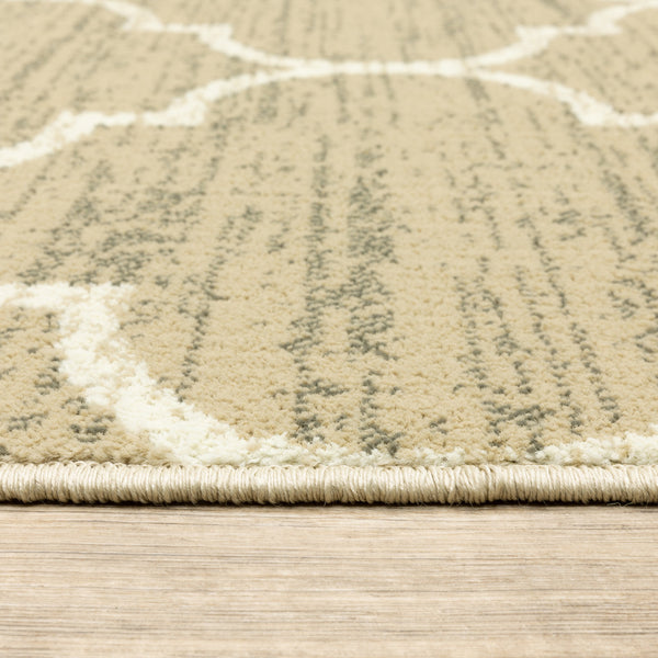 Homeroots 10' X 13' Beige And Ivory Geometric Power Loom Stain Resistant Area Rug  Polypropylene 508799