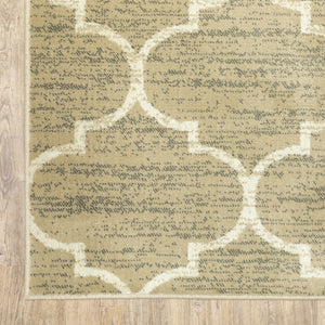 Homeroots 10' X 13' Beige And Ivory Geometric Power Loom Stain Resistant Area Rug  Polypropylene 508799