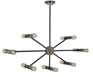 Framburg 14-light Nebula Dining Chandelier - Usa-made Modern Design With Unique Rotating Arms For Elegance Polished Nickel With Matte Black Accents Metal 5088 Pn/Mblack