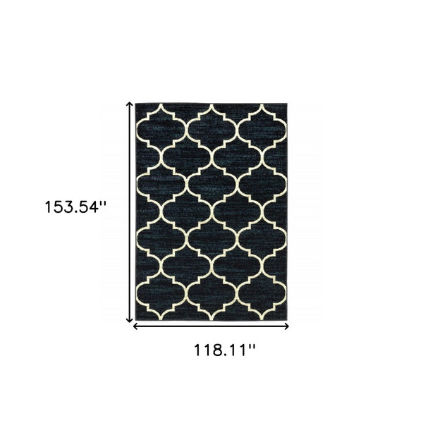 HomeRoots 10' Modern Geometric Power Loom Area Rug - Stain Resistant, Durable, Stylish for High-Traffic Spaces Blue, Ivory 508805