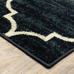 HomeRoots 10' Modern Geometric Power Loom Area Rug - Stain Resistant, Durable, Stylish for High-Traffic Spaces Blue, Ivory 508805