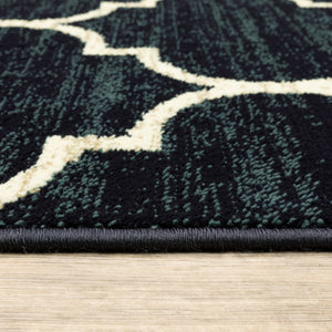 HomeRoots 10' Modern Geometric Power Loom Area Rug - Stain Resistant, Durable, Stylish for High-Traffic Spaces Blue, Ivory 508805