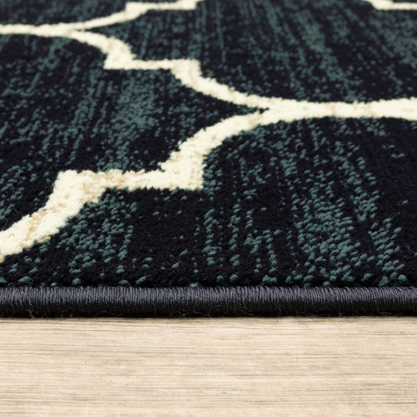 HomeRoots 10' Modern Geometric Power Loom Area Rug - Stain Resistant, Durable, Stylish for High-Traffic Spaces Blue, Ivory 508805