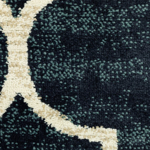 HomeRoots 10' Modern Geometric Power Loom Area Rug - Stain Resistant, Durable, Stylish for High-Traffic Spaces Blue, Ivory 508805