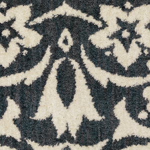 Homeroots 5' X 7' Blue And Ivory Floral Power Loom Stain Resistant Area Rug  Polyester 508812